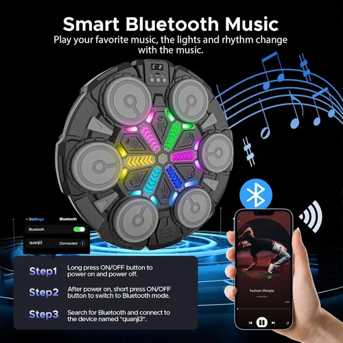 Miniatura 2 de Music Punching Machine for Kids Adults,Bluetooth Wall Mounted Boxing Trainer with Gloves,Rhythm Lights,2 Player Battle Mode,Reaction Training