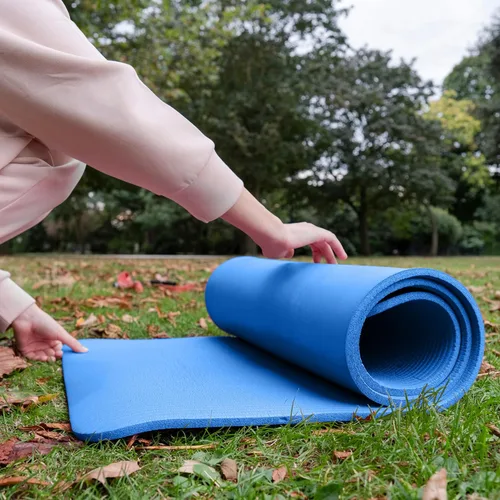 Miniatura 6 de BalanceFrom Yoga Mat, 1-Inch Extra Thick High Density Exercise Mat, Anti-Tear Exercise Yoga Mat with Carrying Strap, Suitable for Various Yoga Azul