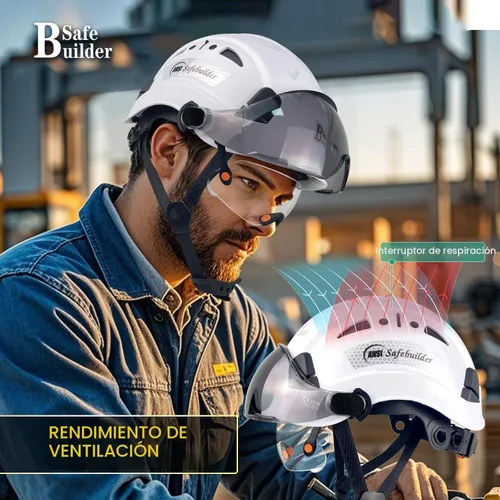 Miniatura 6 de SAFEBUILDER Casco de seguridad industrial con visera Casco duro ABS con visera Ventilación ajustable Casco de construcción Protección para la cabeza