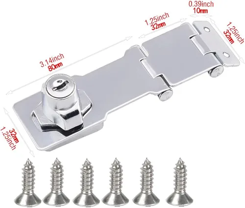 Miniatura 2 de WANLIAN Cerradura de seguridad oculta de alta resistencia, 2 piezas de doble bisagra con llave, enlace flexible, acero inoxidable y aleación
