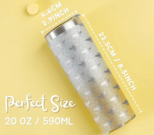 Miniatura 2 de Onebttl Regalos únicos de abejas para mujeres y niñas, vaso de acero inoxidable SS304 de 20 onzas con tapa y pajita, taza temática para ella