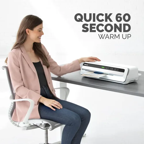 Miniatura 3 de Fellowes Jupiter 125 - Máquina laminadora térmica con bolsa de laminación, 12.5 pulgadas, calentamiento de 60 segundos, blanco/negro (5746301)
