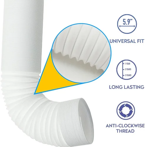 Miniatura 2 de Manguera de aire acondicionado portátil, manguera de ventilación de escape portátil con diámetro de 5.9 pulgadas, rosca en sentido antihorario