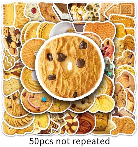 Miniatura 7 de Calcomanías de galletas 50 calcomanías de vinilo impermeables para botellas de agua, laptop, automóvil, equipaje, computadora, teléfono celular