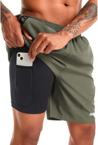 Miniatura 2 de Souke Sports Pantalones cortos de entrenamiento 2 en 1 para hombre, 7 pulgadas, secado rápido, pantalones cortos atléticos para gimnasio, bolsillos