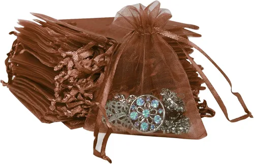 Miniatura 25 de Boshen 100/200 bolsas de organza transparentes para regalos y dulces, bolsas de malla para joyas con cordón al por mayor para detalles de bodas