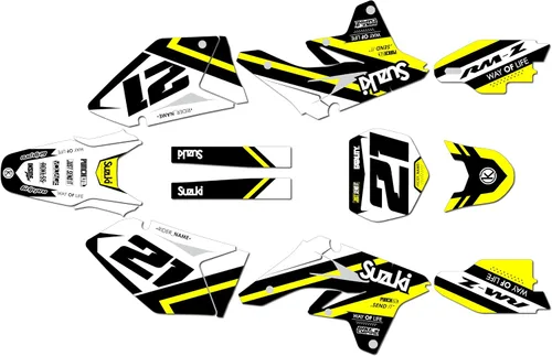 Miniatura 6 de Kit de gráficos para Suzuki RMZ 250 (2007-2009) Serie Enigma Azul 09 Mil - Dirt Bike - Kit de calcomanías gráficas de carreras personalizadas, sin