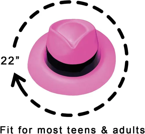 Miniatura 6 de Super Z Outlet Paquete de 12 sombreros de vestir estilo mafia de neón estilo gángster fedora sombreros de cumpleaños para niños, suministros