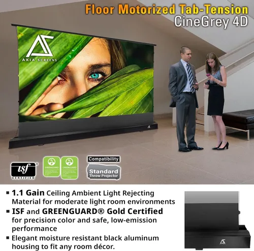 Miniatura 4 de Akia Screens AK-FMT101UH2-C4D-X - Pantalla de proyector de suelo de 101 pulgadas motorizada con control remoto, pantalla de proyector ALR que