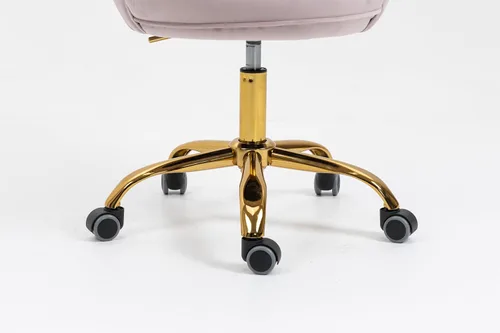 Miniatura 9 de Silla cómoda de oficina en casa con ruedas, linda silla de escritorio de tocador giratoria ajustable de terciopelo con respaldo de concha marina