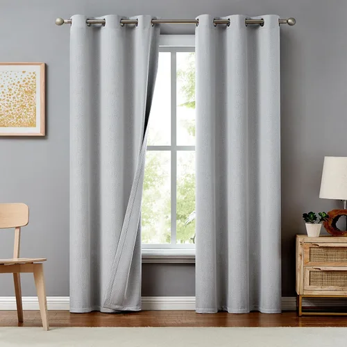 Miniatura 19 de Melodieux Cortinas 100% opacas para dormitorio, aislamiento térmico, reducción de ruido, cortinas de ventana de lino con ojales para sala de estar