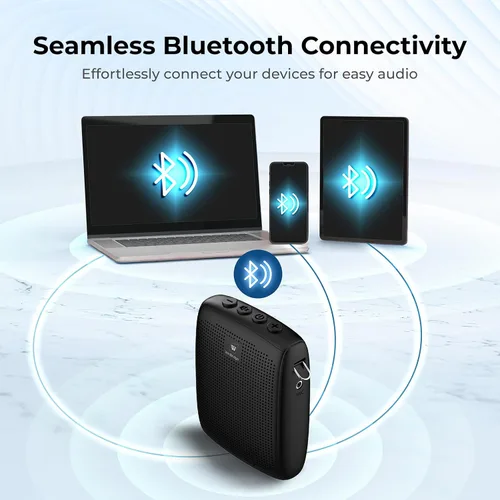 Miniatura 7 de WinBridge - Amplificador de voz portátil con micrófono Bluetooth Lavalier, micrófono de profesor con altavoz, amplificador de solapa inalámbrico