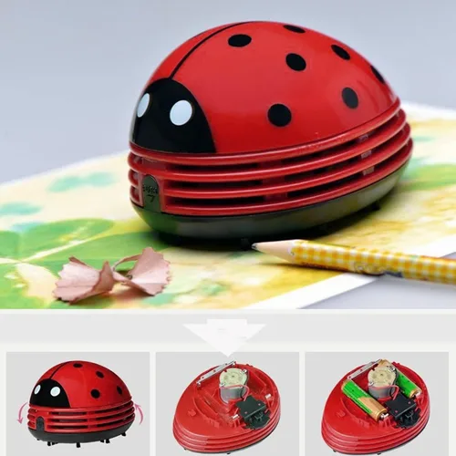 Miniatura 3 de Mini aspiradora de escritorio de dibujos animados mariquita barredora de papel de vacío portátil forma de mariquita para lindas aspiradoras de mano