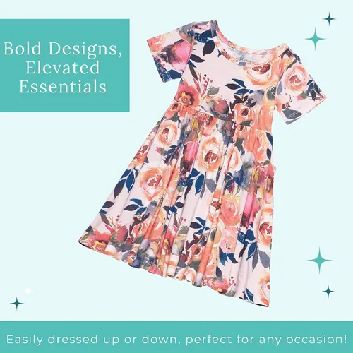 Miniatura 69 de Posh Peanut - Vestidos para niñas – Vestido suave para niña hecho con viscosa de bambú – Vestidos de otoño, primavera y verano para niñas