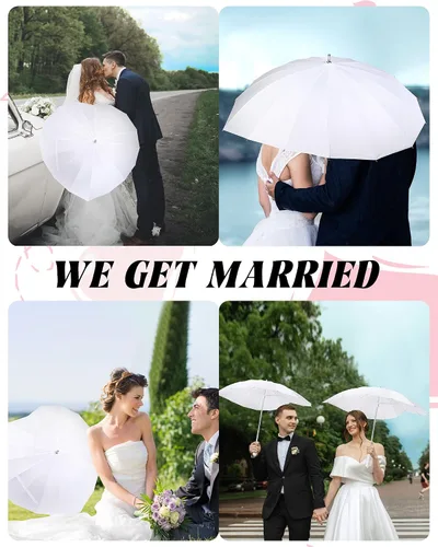 Miniatura 3 de Chunful 4 piezas en forma de corazón Brolly en forma de corazón para niñas, paraguas para siempre amor, paraguas blanco para novia, San Valentín