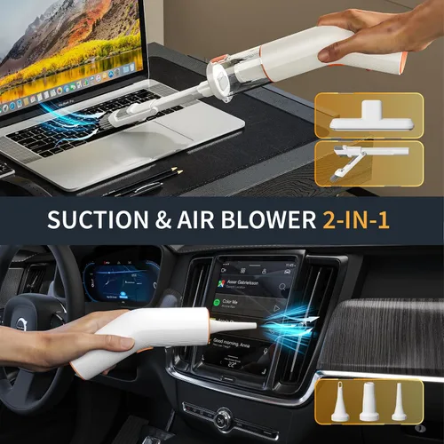 Miniatura 2 de Aspiradora portátil inalámbrica para automóvil, 5 en 1, mini aspiradora de mano inalámbrica con filtro HEPA, 2 modos de succión, potencia de succión