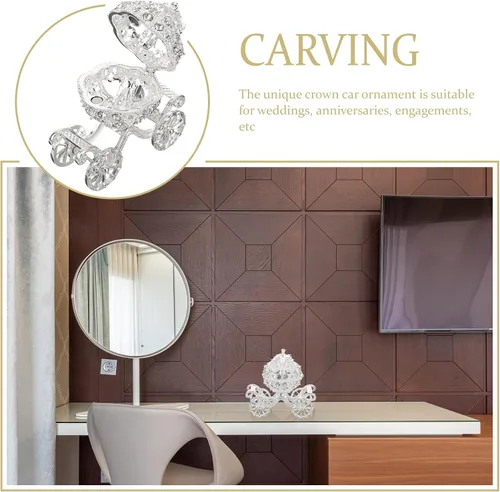 Miniatura 4 de NUOBESTY Carruaje de calabaza de Cenicienta decorativo con bisagras para joyas, caja de joyería con diamantes de imitación plateados, regalo único