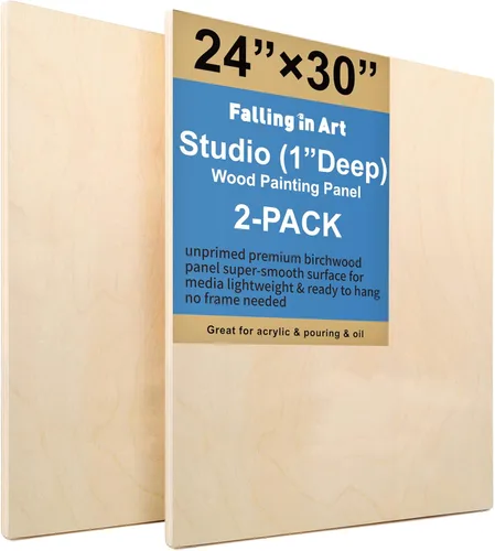 Miniatura 17 de Kit de Paneles de Lienzo de Madera de Abedul Sin Terminar, Falling in Art Paquete de 2 de 14x18'' Tablas de Cuna de Estudio de 3/4'' de Profundidad