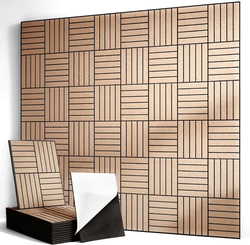 Paquete de 12 paneles acústicos, paneles de pared acústicos grandes de 16 x 12 x 0.4 pulgadas, paneles autoadhesivos de absorción de sonido para