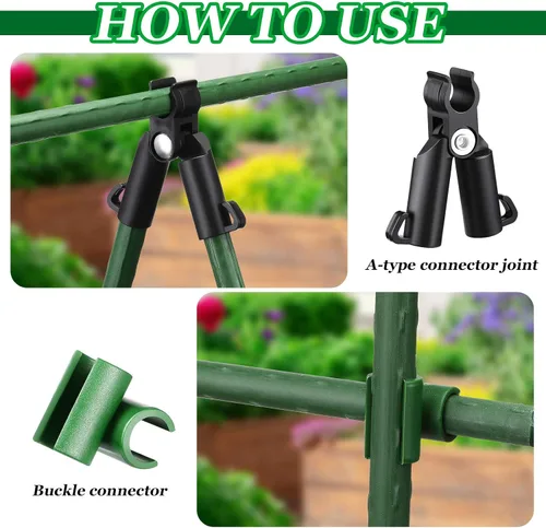 Miniatura 4 de 50 piezas de clip de conector de enrejado ajustable para plantas, estacas de plástico para jardín, tipo A, clip de hebilla para juntas de conexión