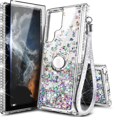 Miniatura 100 de NGB Diseñada para funda Samsung Galaxy Note 10+ (Plus), Rosa/Aguamarina Funda con Purpurina Líquida Brillante Linda para Mujeres Niñas Niños