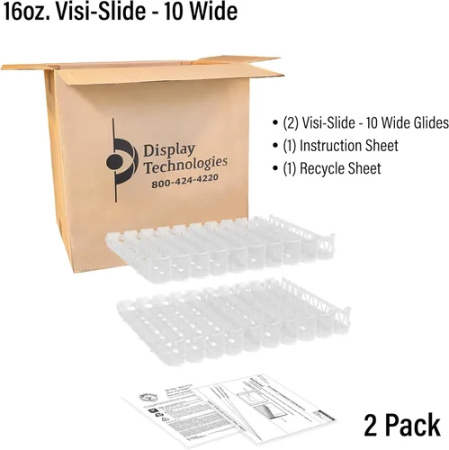 Miniatura 5 de Display Technologies Visi-Slide Organizador de Bebidas para Nevera, Organizador de Latas de Soda, Deslizador Alimentado por Gravedad para Estantes