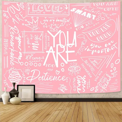 Miniatura 9 de Fungarth Quote You Are - Tapiz para niños positivos para el aula, tapices para colgar en la pared, inspirador, motivacional, blanco y negro, tapiz