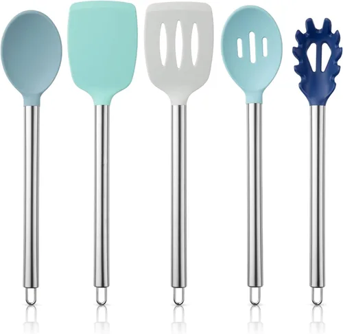 Miniatura 13 de COOK WITH COLOR Juego de utensilios de cocina de silicona, juego de utensilios de cocina, utensilios de cocina de silicona fáciles de limpiar, Rojo