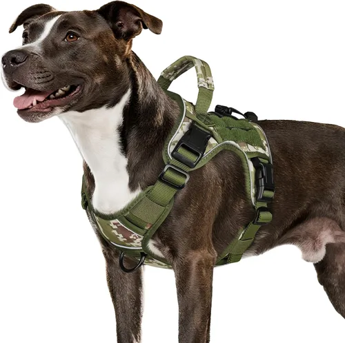 Miniatura 10 de WINGOIN - Arnés táctico púrpura para perros medianos, arnés resistente sin tirones con asa, chaleco militar K9 reflectante ajustable para mascotas