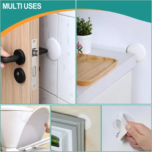 Miniatura 7 de [3.15"] Topes de Puerta Protectores de Pared, 6 Piezas Grandes Amortiguadores de Puerta de Silicona Blanca con Adhesivo Fuerte Engrosado