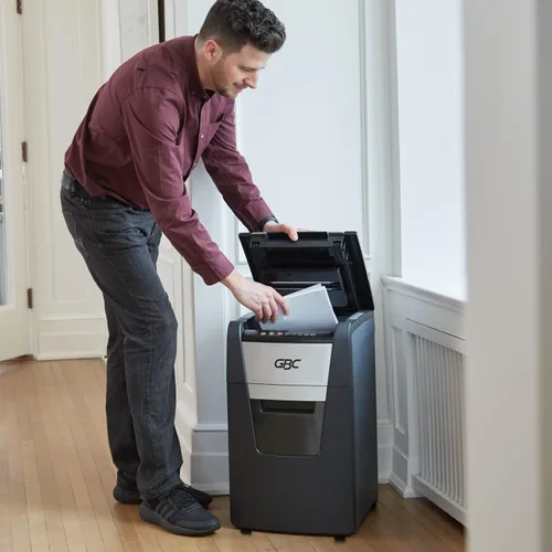 Miniatura 2 de GBC Trituradora de papel 150X, alimentación automática +, capacidad de 150 hojas, corte súper cruzado, trituración de oficina en casa (WSM1757604)