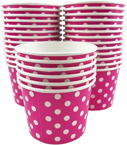 Miniatura 2 de MMvolesy Vasos de papel rosa de 12 onzas para helado, cuencos desechables de colores para postres para alimentos fríos y calientes, sopas, helados