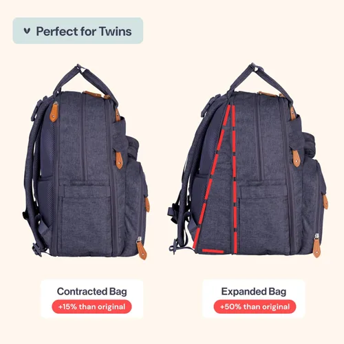 Miniatura 103 de BabbleRoo - Mochila para pañales - Bolso de viaje con artículos esenciales para bebés - Mochila multifunción resistente al agua, bolso de viaje