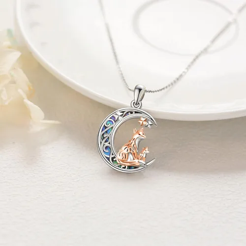 Miniatura 4 de Collar de Plata de Ley 925 con Colgante de Animal Lindo Collar de ZorroSerpienteUnicornioBúho en la LunaConejoCaballo Joyería para Mujeres, Mamá