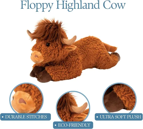 Miniatura 4 de The Petting Zoo Floppy - Peluche de vaca de las tierras altas, regalos para niños, animales salvajes de la vida silvestre Onez, juguete de peluche