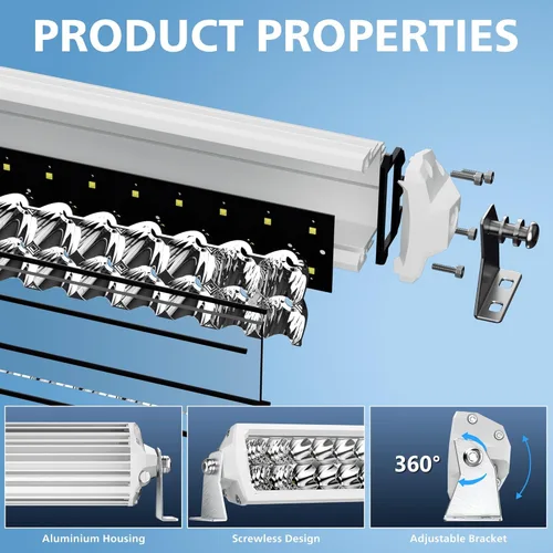 Miniatura 5 de Barra de luz LED de 12 pulgadas EK ENNOKING de doble fila, foco marino blanco, alta luminosidad, 100 W, luz LED de haz puntual y de inundación, luz