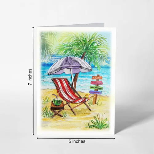 Miniatura 5 de Tarjeta de feliz jubilación, tarjeta de felicitación para compañero de trabajo, tarjeta de felicitaciones, graduación, temática de playa, arte