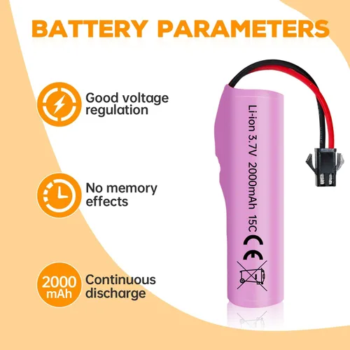 Miniatura 3 de sea jump 3 unids 3.7 V 2000 mAh SM-2P Plug batería de litio con cable de carga USB para DE68 DE44 DE45W DE45 DE58 DE49 DE57 DE70 vehículo