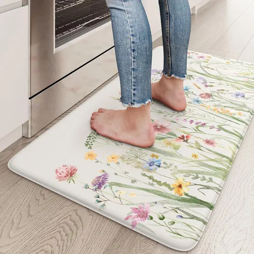 Miniatura 28 de KIMODE Tapete antifatiga para suelo de cocina, semicírculo de 18 x 28 pulgadas, de espuma viscoelástica, acolchado, antideslizante, tapetes cómodos