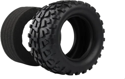 Miniatura 3 de 4PCS RC Rubber Tire 0.472 in Hex RC Ruedas y Neumáticos Escala 1/10 Coche Monster Truck Neumáticos Gravel Tread w/5 Radios Rueda Rim Amarillo RC