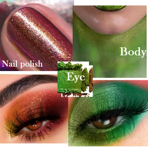 Miniatura 5 de evpct Juego de 2 paletas de maquillaje de sombra de ojos duocromática camaleón cromadas para mujer, rosa rojo dorado bosque, verde bosque metálico
