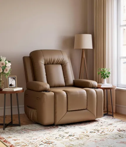 Miniatura 2 de GarveeHome Silla reclinable eléctrica con elevación eléctrica, calor y masaje, sillón reclinable eléctrico de poliuretano sintético para personas