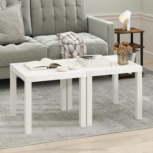 Miniatura 24 de Furinno Viola Mesa de Café, Mesa de Centro Moderna de 3 Niveles con Tablero de 1.2 Pulgadas de Grosor, Mesa Auxiliar con Estante Abierto y Blanco