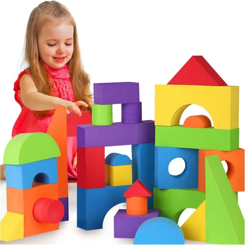 LOLO TOYS Bloques de espuma de construcción grandes para niños pequeños – Bloques de construcción gigantes gigantes grandes (30 piezas)