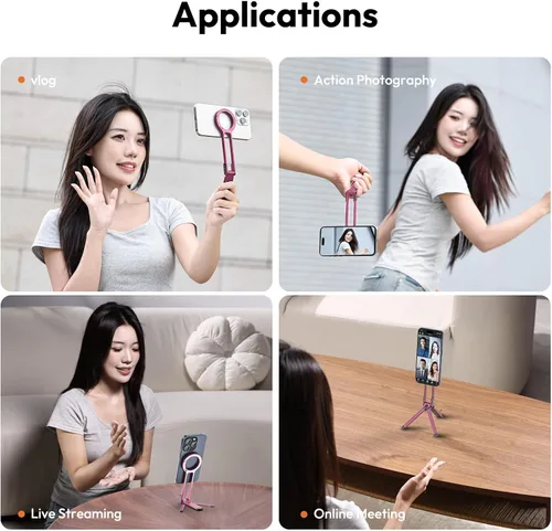 Miniatura 4 de ULANZI MA30 - Soporte magnético de trípode para iPhone - Maglock de aluminio para teléfono inteligente, mini trípode de bolsillo, soporte