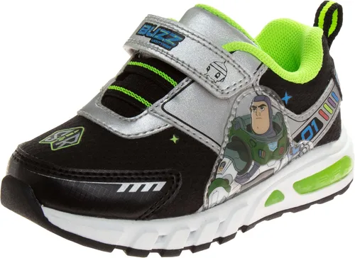 Disney Pixar Toy Story - Zapatos deportivos para niños Buzz Lightyear y Woody sin cordones iluminados para niños pequeños, tenis deportivos