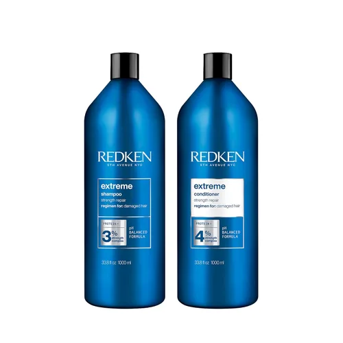 Redken Extreme Shampoo & Conditioner Set For Damaged Hair - Strengthens Hair and Repairs Breakage, Infused With Proteins, 10.1 Fl Oz (Pack of 2)