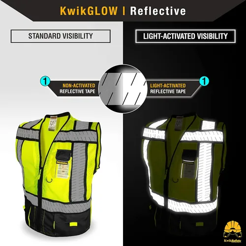 Miniatura 3 de KwikSafety - Chaleco de seguridad SHERIFF & SPECIALIST [Bolsillos de uso múltiple] Chaleco reflectante Clase 2 ANSI OSHA para hombres