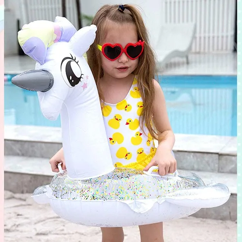 Miniatura 4 de CICITOYWO Flotadores de piscina para niños pequeños, balsa flotadora inflable para niños y adultos con asa, juguetes flotadores de playa para nadar