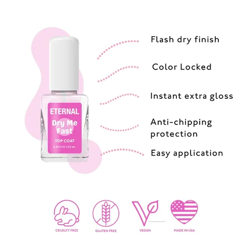 Miniatura 3 de Eternal Capa superior de secado rápido Sellador de esmalte de uñas de alto brillo de secado rápido, acabado transparente resistente a las manchas